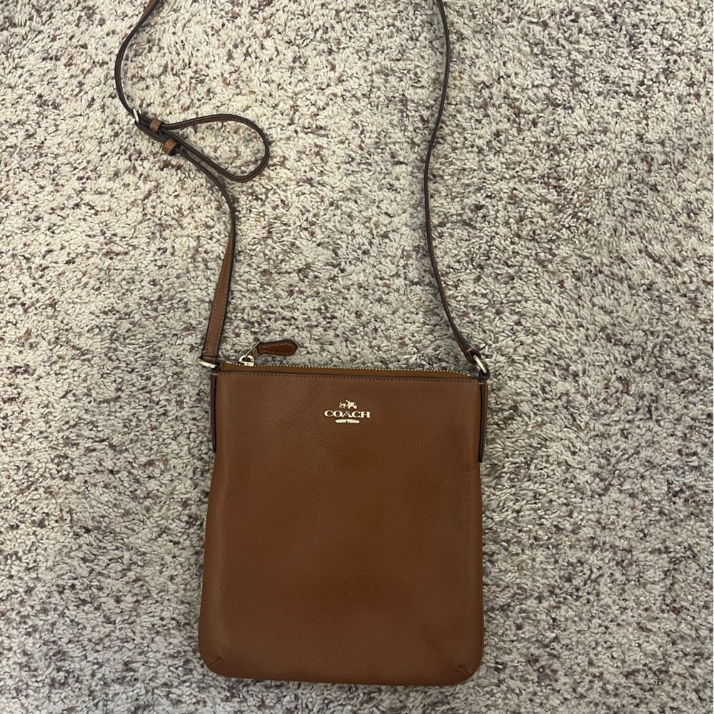 Coach North/South Messenger Crossbody Bag Brown/Saddle/Cognac Crossgrain Leather